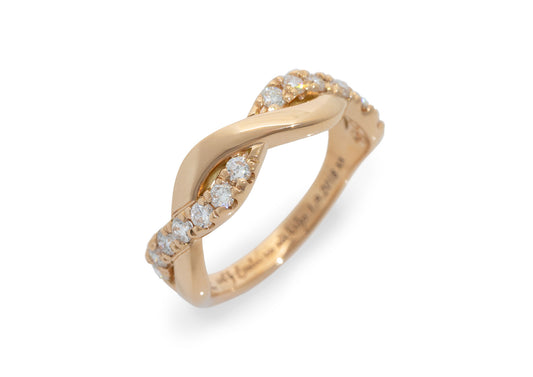 Woven Diamond Wedding Band, Red Gold