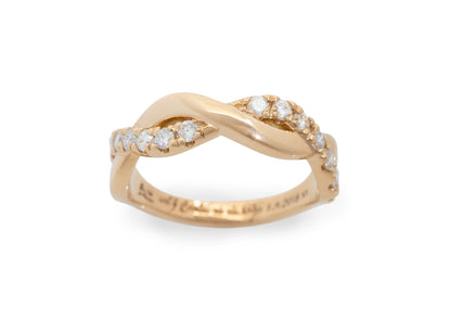 Woven Diamond Wedding Band, Red Gold