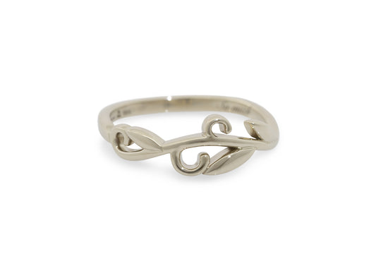 Curlicue Vine Ring, White Gold