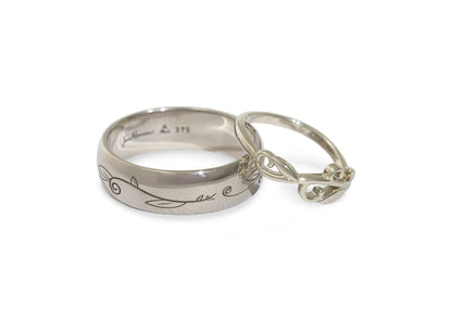 Curlicue Vine Ring, White Gold