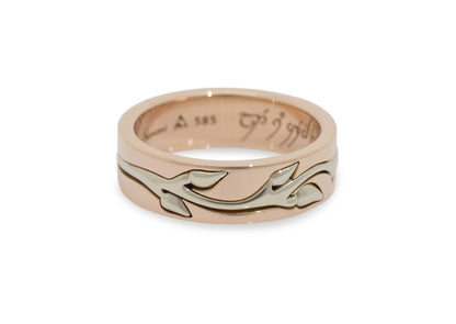 Golden Branches Wedding Band, Red & White Gold