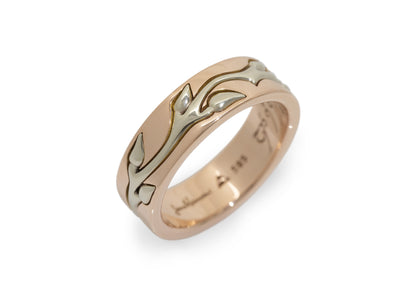Golden Branches Wedding Band, Red & White Gold