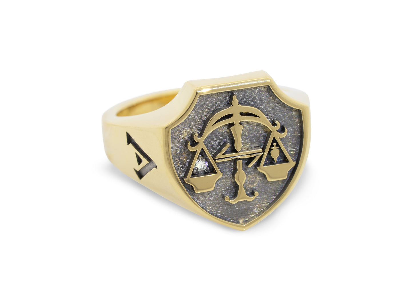Fantasy Shield Signet Ring, Yellow Gold
