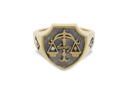 Fantasy Shield Signet Ring, Yellow Gold