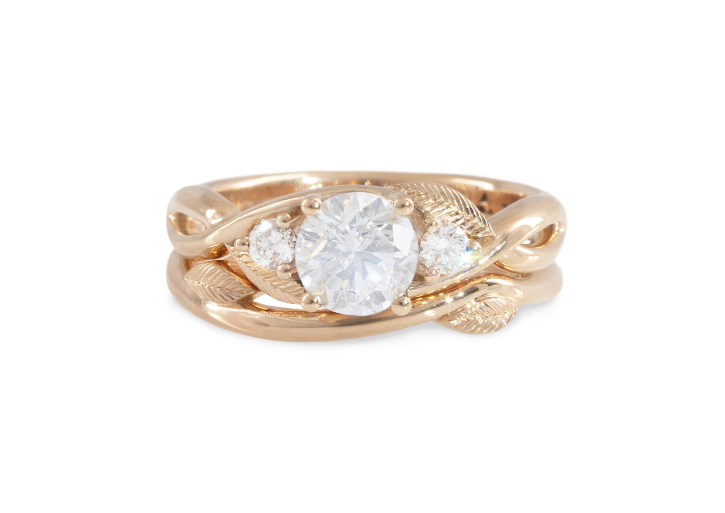 Simple Elvish Vine Wedding Band, Red Gold