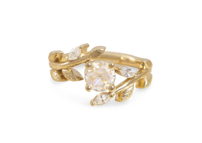 Rose Moissanite Vine Ring, Yellow Gold