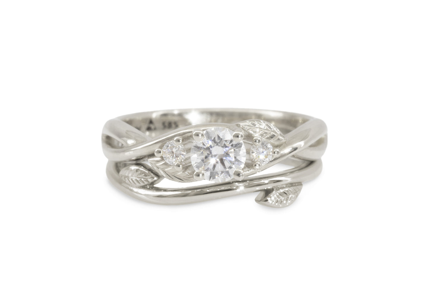 Simple Elvish Vine Wedding Band, White Gold & Platinum
