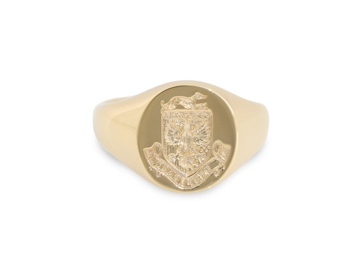 Wax Cast Family Crest Signet Ring, Yellow Gold