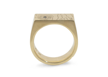 Topographical Map Signet Ring, Yellow Gold