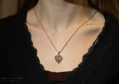 Diamond Elvish Heart Pendant, Red Gold