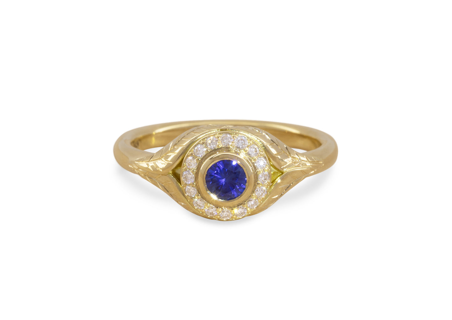 Split-Leaf Halo Solitaire, Yellow Gold