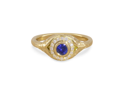 Split-Leaf Halo Solitaire, Yellow Gold