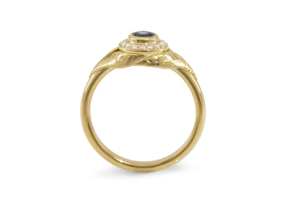 Split-Leaf Halo Solitaire, Yellow Gold