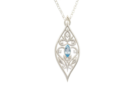 Intricate Marquise Vine Pendant, Sterling Silver