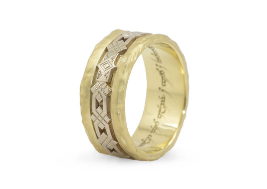 Dwarven Knott Ring, Yellow & White Gold