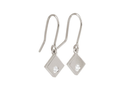 Angled Square Love Stories Diamond Earrings, White Gold & Platinum