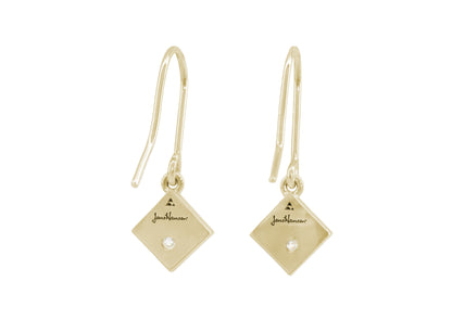 Angled Square Love Stories Diamond Earrings, Yellow Gold