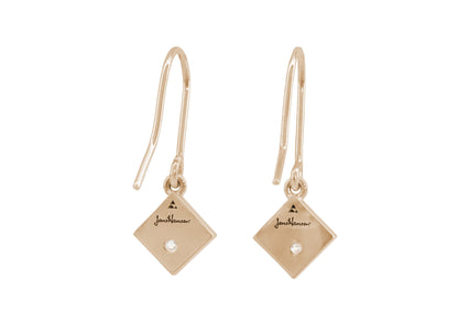 Angled Square Love Stories Diamond Earrings, Red Gold