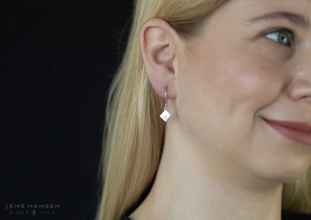 Angled Square Love Stories Diamond Earrings, White Gold & Platinum
