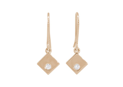 Angled Square Love Stories Diamond Earrings, Red Gold