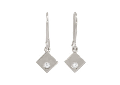 Angled Square Love Stories Diamond Earrings, White Gold & Platinum