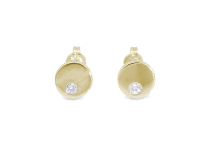 Round Love Stories Diamond Earrings, Yellow Gold