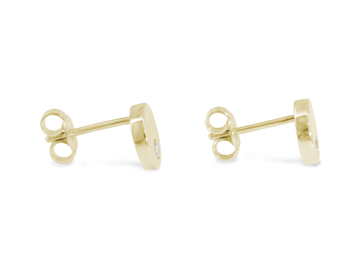 Round Love Stories Diamond Earrings, Yellow Gold