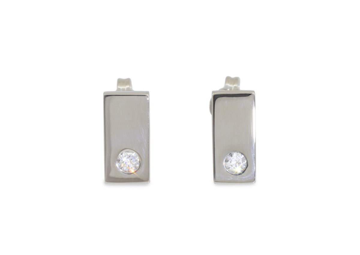 Rectangle Love Stories Diamond Earrings, Sterling Silver