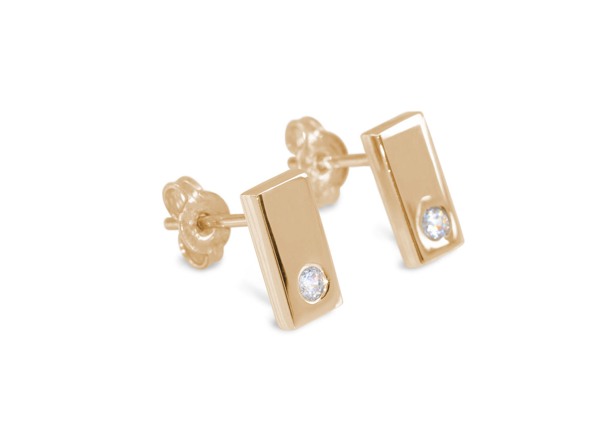 Rectangle Love Stories Diamond Earrings, Red Gold