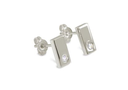 Rectangle Love Stories Diamond Earrings, White Gold & Platinum
