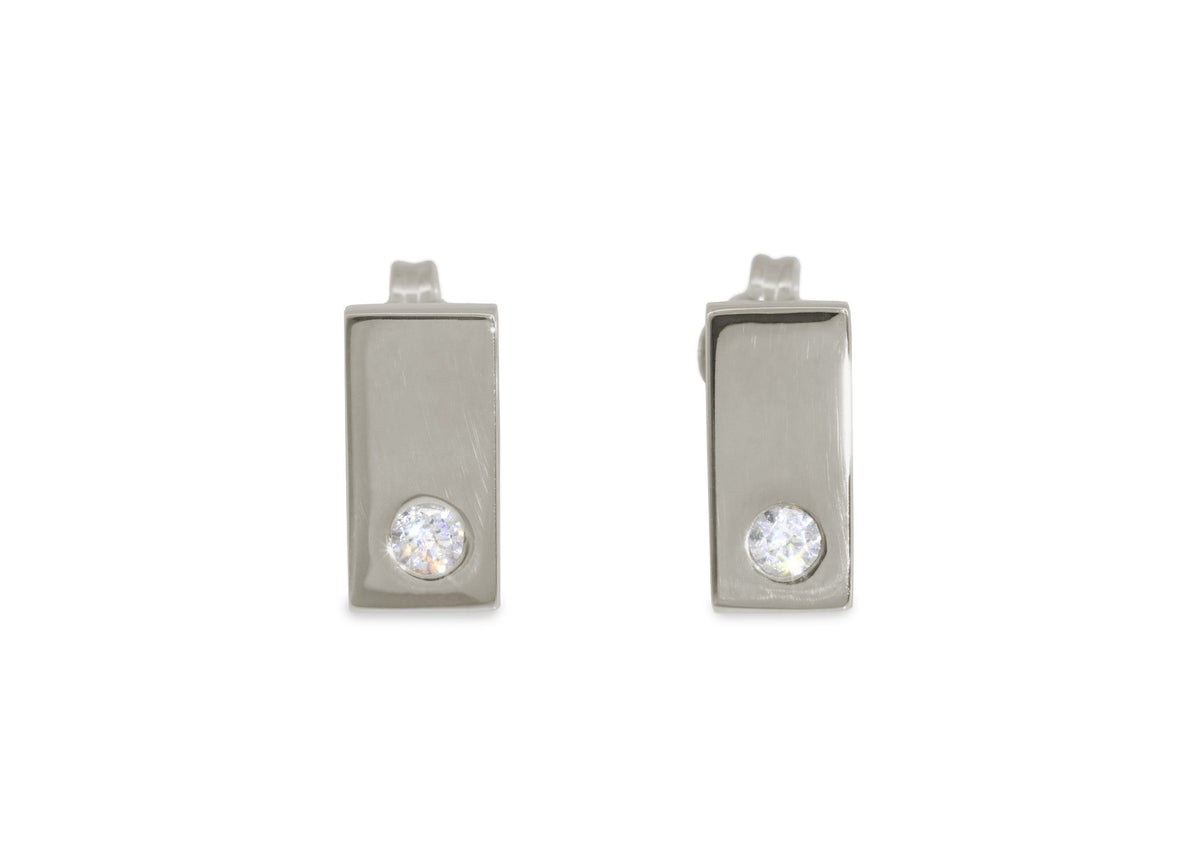 Rectangle Love Stories Diamond Earrings, White Gold & Platinum