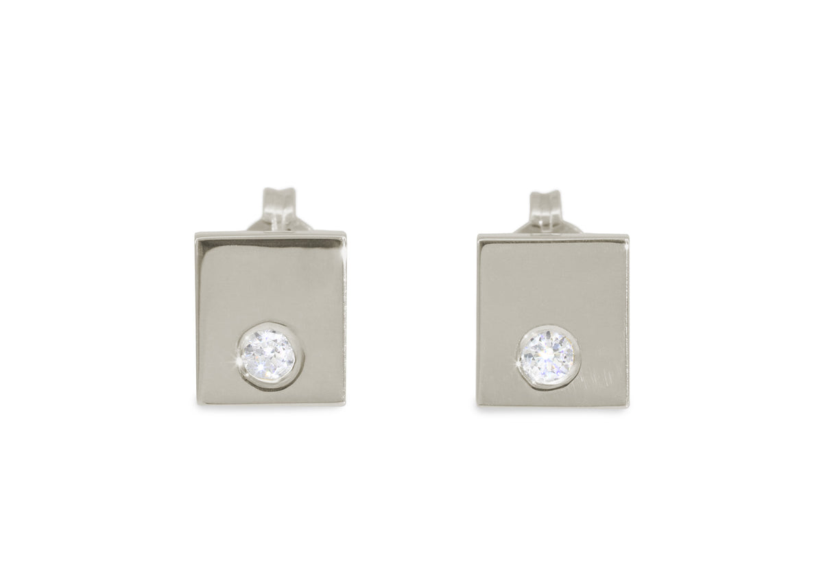 Square Love Stories Diamond Earrings, White Gold & Platinum