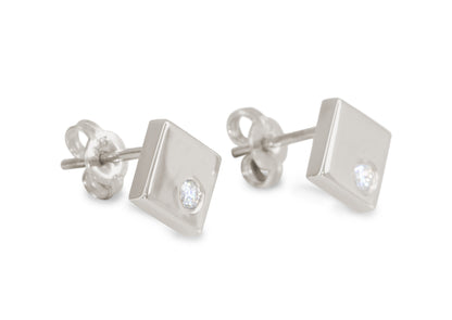 Angled Square Love Stories Diamond Earrings, White Gold & Platinum