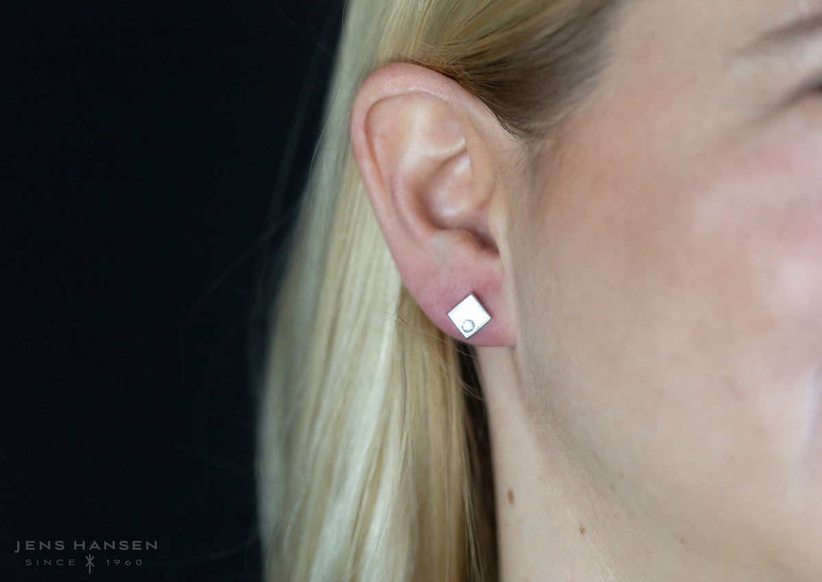 Angled Square Love Stories Diamond Earrings, White Gold & Platinum