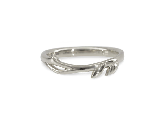 J3339 Vine & Leaf Band, White Gold & Platinum