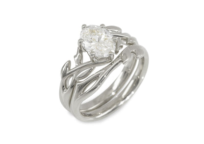 J3342 1.5-carat Oval Solitaire Vine Engagement Ring, White Gold & Platinum