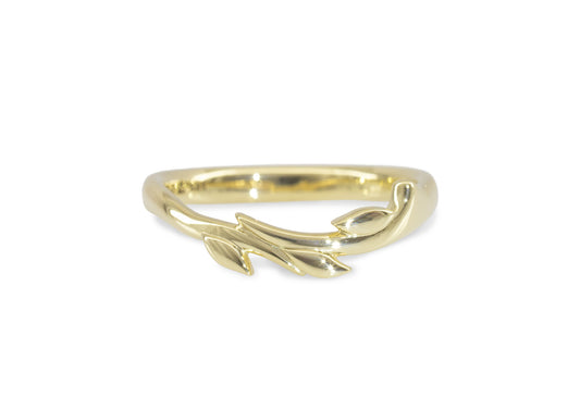 J3343 Vine & Leaf Band, Yellow Gold