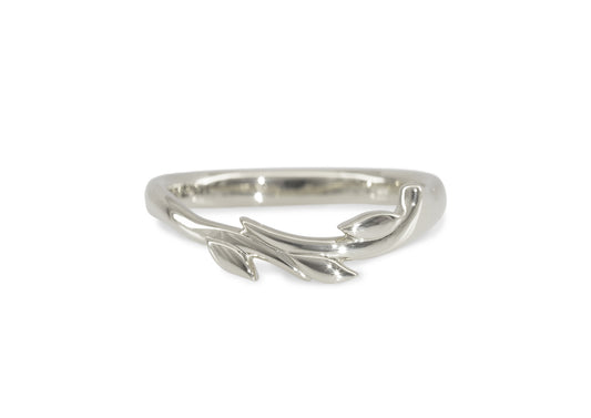 J3343 Vine & Leaf Band, White Gold & Platinum