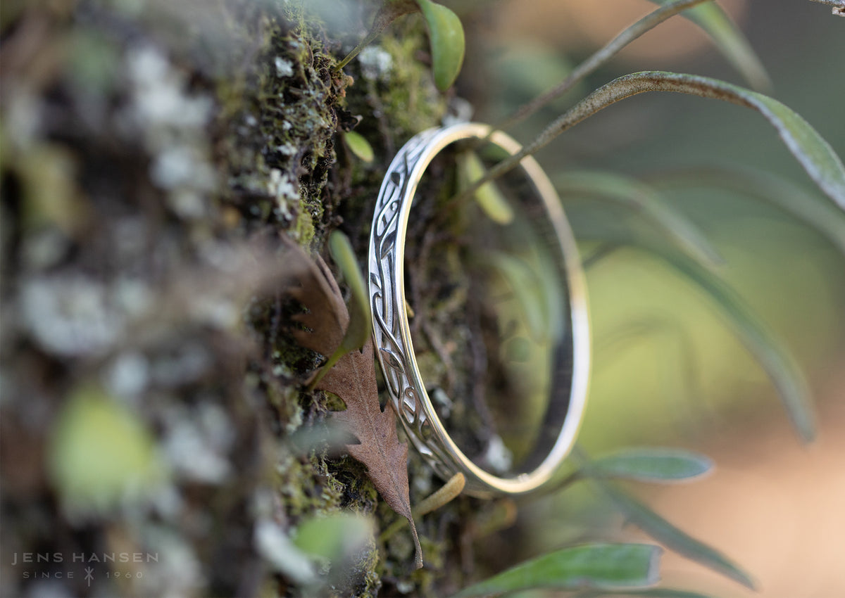 Delicate Elvish Vine Bangle, Sterling Silver