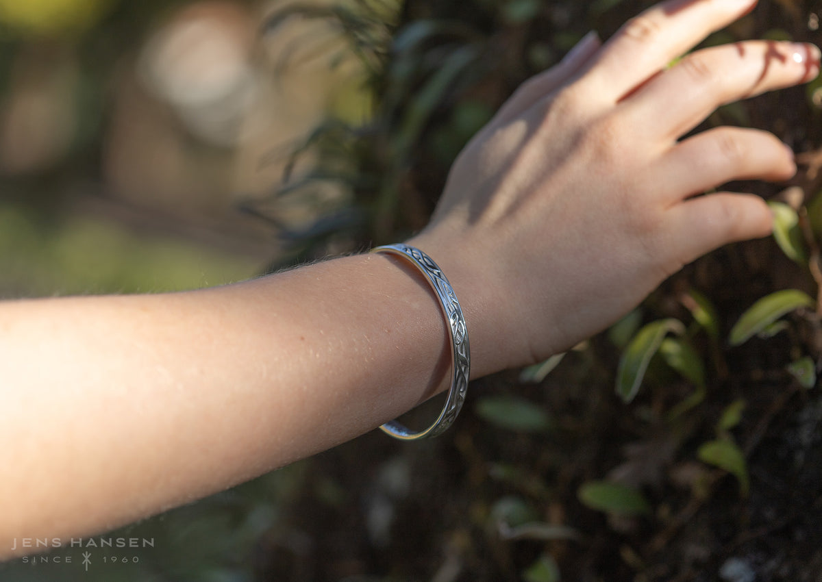 Delicate Elvish Vine Bangle, Sterling Silver