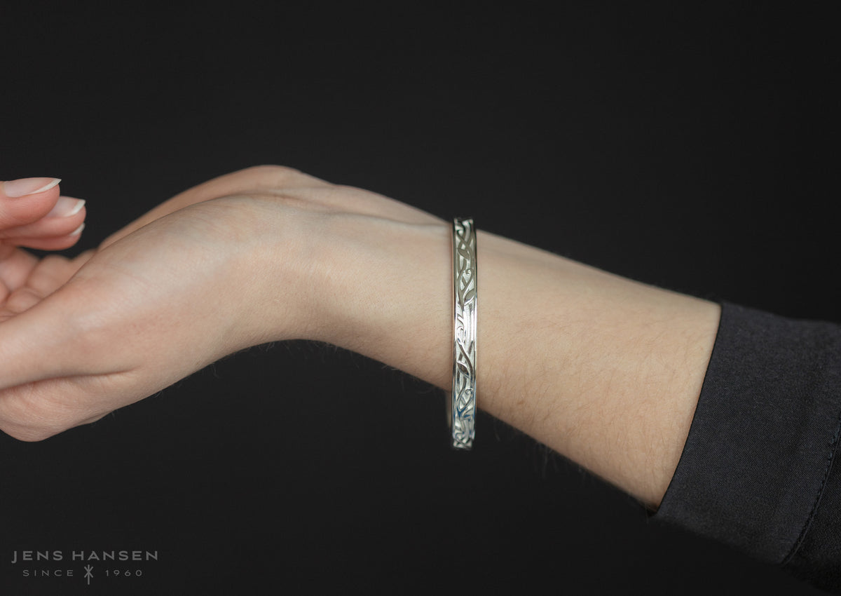 Delicate Elvish Vine Bangle, Sterling Silver