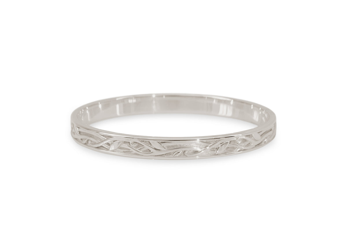 Delicate Elvish Vine Bangle, White Gold & Platinum