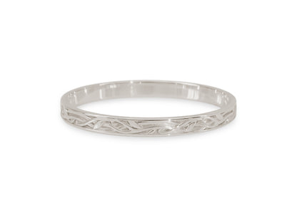 Delicate Elvish Vine Bangle, White Gold & Platinum