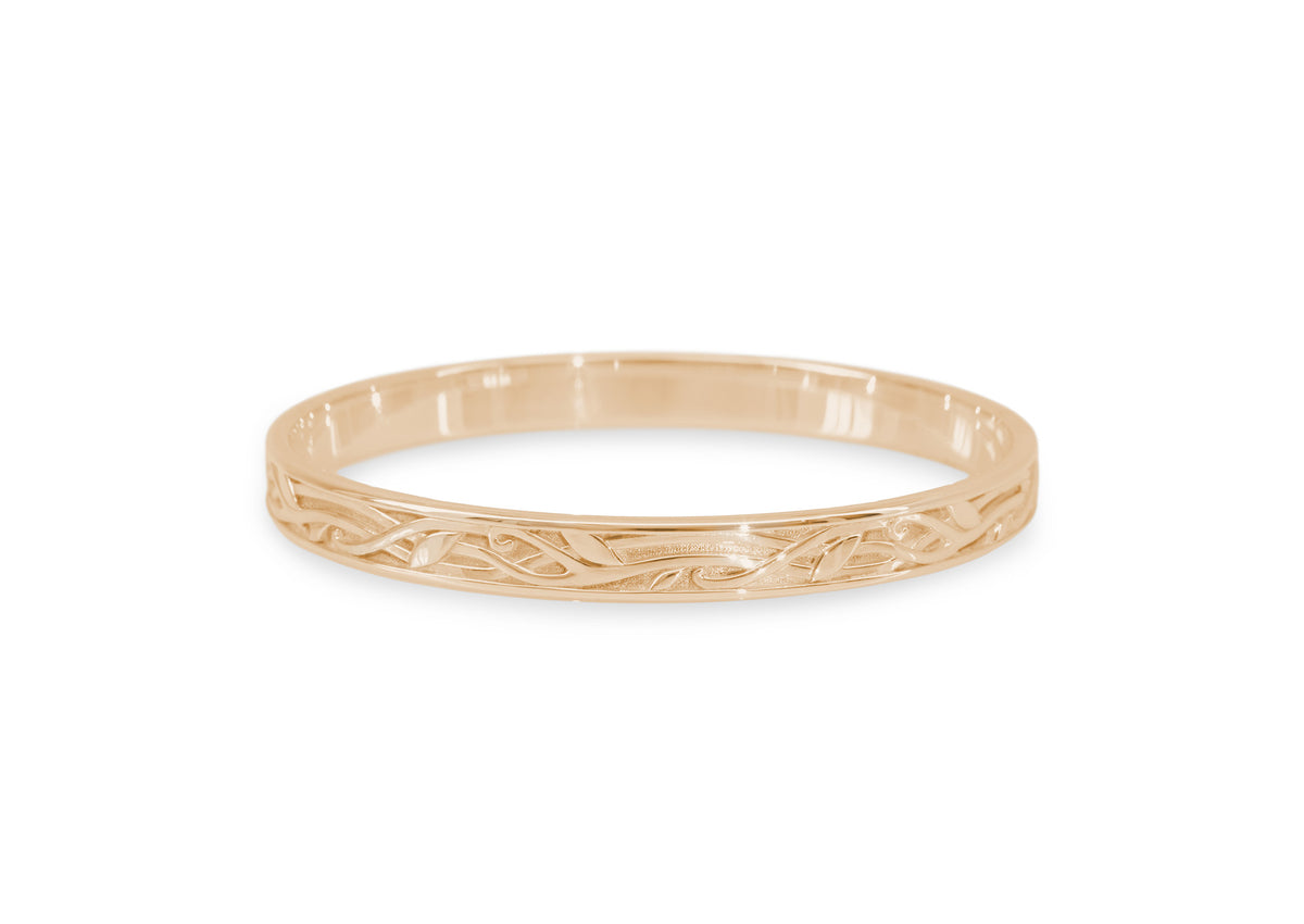 Delicate Elvish Vine Bangle, Red Gold
