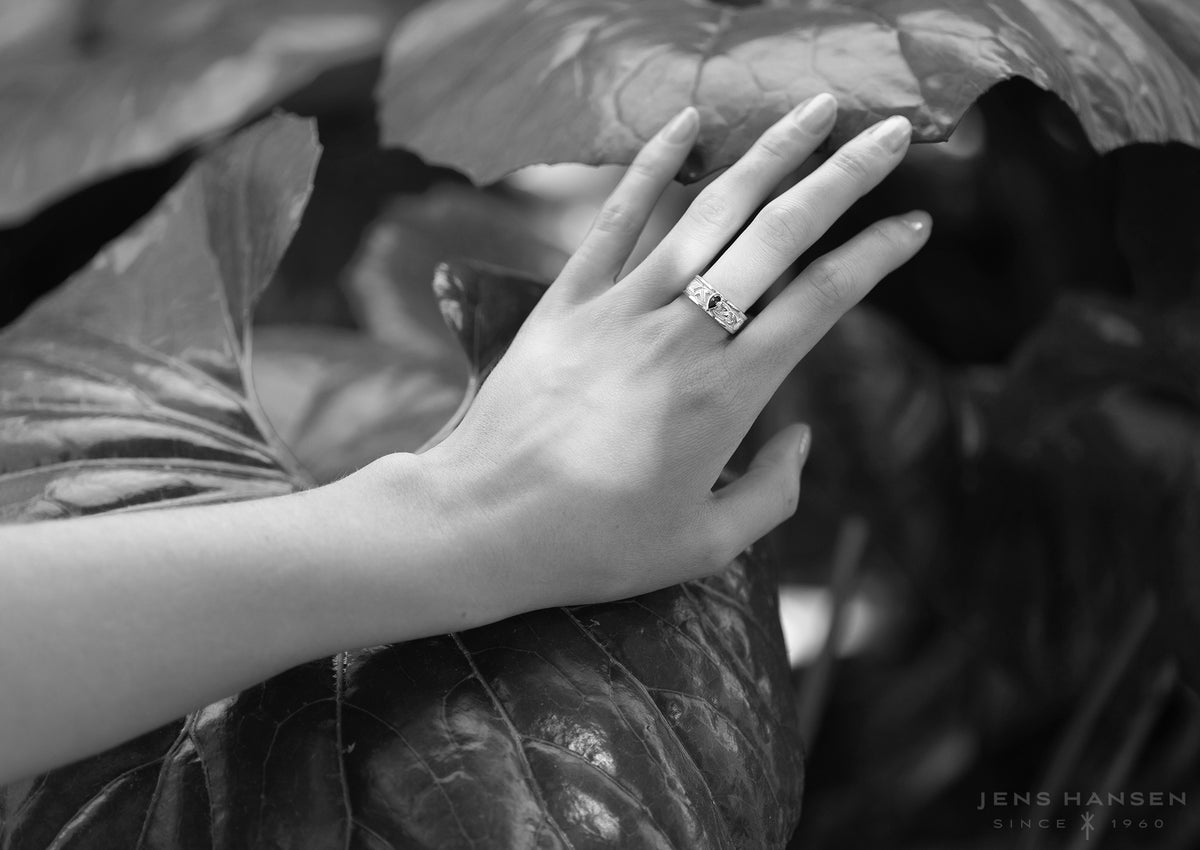 Elvish Leaf Gemstone Ring, Red Gold