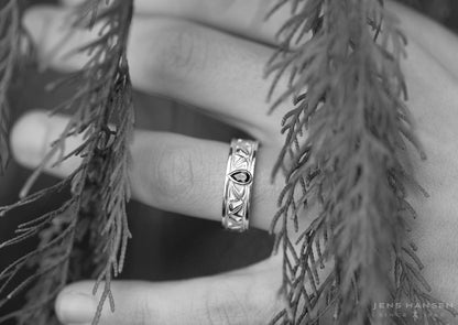 Elvish Leaf Gemstone Ring, Red Gold