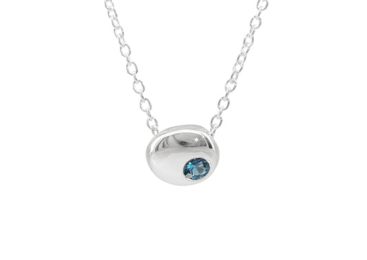 Sparkling Button Pendant with Gemstone