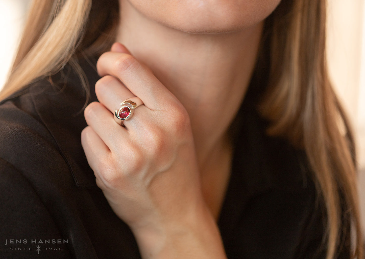 JW158 Cabochon Gemstone Ring, Sterling Silver