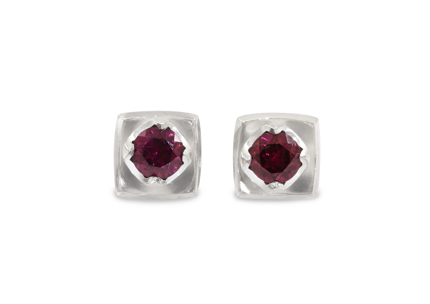 Flower Gemstone Earrings, Sterling Silver