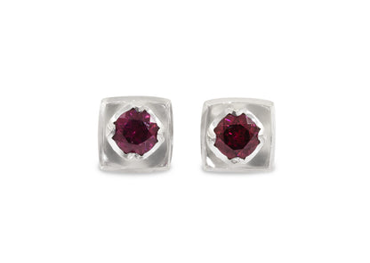 Flower Gemstone Earrings, Sterling Silver